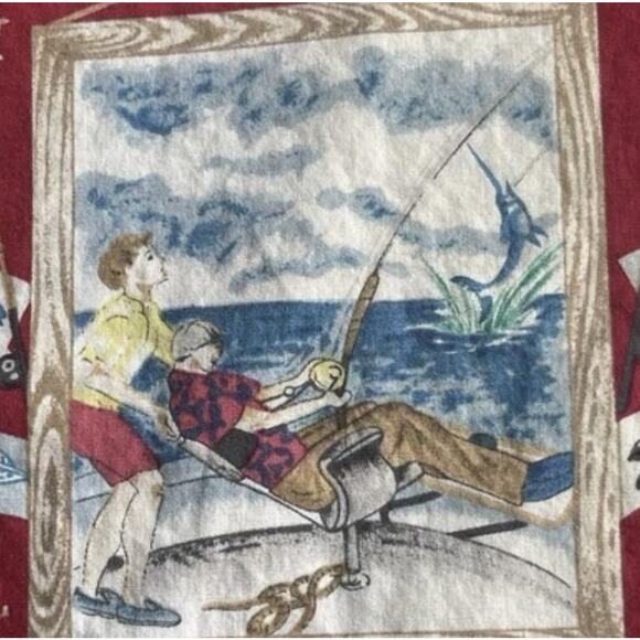 Vintage Reyn Spooner Shirt Mens Large Fishing Boats Marlin Hawaiian Aloha 90s - Picture 5 of 11